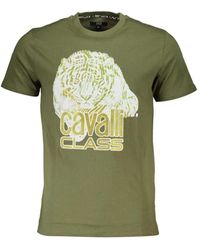 Roberto Cavalli - Tops ,Groen ,Katoen Militair Groene Tiger Head Tee - Lyst