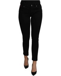 Dolce & Gabbana - Jeans neri slim in denim elasticizzato a vita media - Lyst