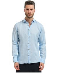 Yes-Zee - Overhemden ,Blauw ,Linnen Linnen Overhemd - Lyst