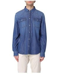 Dondup - Overhemden ,Blauw ,Denim Blauwe Denim Casual Overhemd Met Lange Mouwen - Lyst