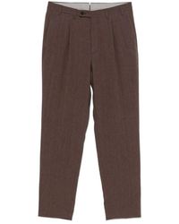 Corneliani - Braune woll leinen hose - Lyst