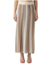 Le Tricot Perugia - Rokken ,Veelkleurig ,Polyester Gonna Lunga A Righe E Lurex - Lyst