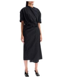 Lemaire - Asymmetrische Button-Down Chemisier Jurk - Lyst