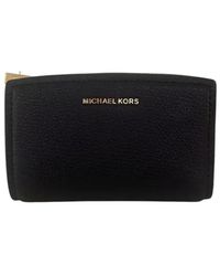 Michael Kors - Accessoires ,Zwart ,Zwarte Leren Kaarthouderportemonnee Met Meerdere Compartimenten - Lyst