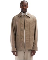 Eden Park - Jassen ,Bruin ,Katoen Katoenen Stretch Zand Overshirt Met Opgestikte Zakken - Lyst