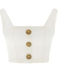 Balmain - Tops ,Wit ,Katoen Button Top - Lyst