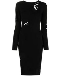 Blugirl Blumarine - Elegantes schwarzes kleid mit tüll-einsätzen - Lyst