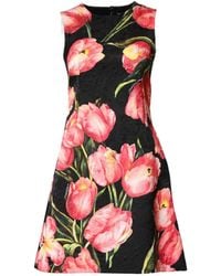 Dolce & Gabbana - Floral Print Viscose A-Line Mini Dress Co+Vi - Lyst