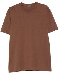 Tom Ford - Tops ,Bruin ,Katoen Lyocell Katoenen T-Shirt Met Ronde Hals - Lyst