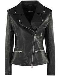 Dondup - Jassen ,Zwart ,Leer Slim Biker Jacket - Lyst