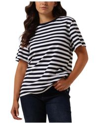 Summum - Tops ,Veelkleurig ,Katoen Gestreept Katoenen T-Shirt Met Korte Mouwen - Lyst