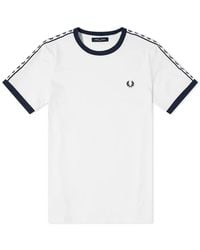 Fred Perry Ringer-t-shirt Met Bies - Wit