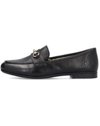 Rieker - Schoenen ,Zwart ,Leer Zwarte Leren Mocassins Met Gouden Gesp - Lyst