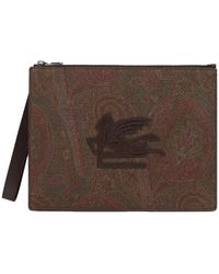 Etro - Tassen ,Veelkleurig ,Katoen Katoenen Clutch Tas Met Paisley Print - Lyst