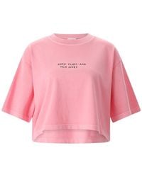 Closed - Tops ,Roze ,Katoen T-Shirt Met Ronde Hals - Lyst