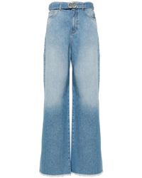Twin Set - Denim wide leg jeans mit frayed detailing - Lyst