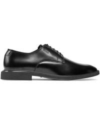 HUGO - Schwarze Derby-Schuhe Mit Quasten - Lyst