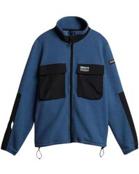 Napapijri - Fitness ,Blauw ,Polyester Blauwe Step Rits Fleece Jas - Lyst