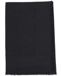 Fendi - Accessoires ,Zwart ,Wol Ff Zucca Jacquard Vierkante Sjaal - Lyst
