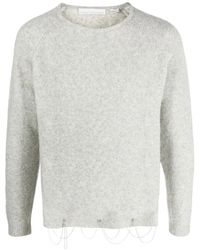 Random Identities - Truien & Vesten ,Grijs ,Wol Crew Neck Met Ketting - Lyst