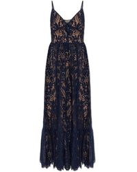 Michael Kors - Kleedjes ,Blauw ,Katoen Corded Floral Lace Maxi Jurk - Lyst