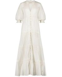 FABIENNE CHAPOT - Elegantes maxikleid mit puffärmeln - Lyst