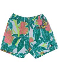 Obey - Korte Broeken ,Veelkleurig ,Nylon Relaxed Buds Shorts Grijs Multi - Lyst
