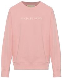 Michael Kors - Hoodies & Sweatvesten ,Roze ,Katoen Logo Embossed Cotton Sweater - Lyst