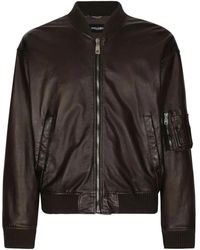 Dolce & Gabbana - Giubbotto in pelle imbottito - Lyst