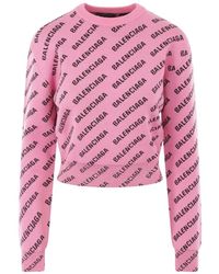 Balenciaga - Rosa logo jacquard cropped pullover - Lyst