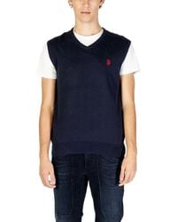 U.S. POLO ASSN. - Blauwe Katoen-Kasjmier Gebreide Vest - Lyst