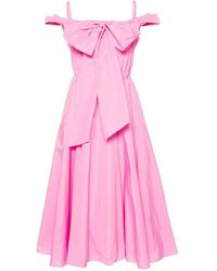 Patou - Vestido midi rosa con hombros descubiertos - Lyst