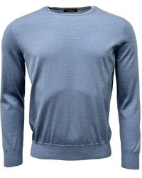 Gran Sasso - Cashmere seta blu girocollo maglione - Lyst