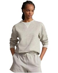 Ralph Lauren - Grauer pullover mit patch und logo - Lyst