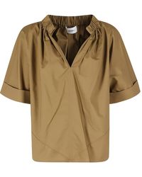 MEIMEIJ - Overhemden ,Bruin ,Katoen Katoenen Blouse - Lyst