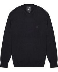 ARMANI EXCHANGE - Truien & Vesten ,Zwart ,Katoen Katoenmix Sweater Met Ronde Hals - Lyst