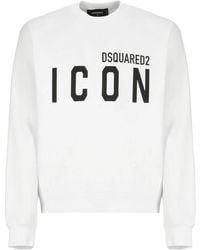 DSquared² - Witte Katoenen Sweater Met Logo - Lyst