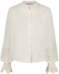 FABIENNE CHAPOT - Crema blanco blusa con volantes - Lyst