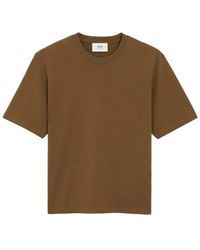 Ami Paris - Bruin Katoenen T-Shirt Met Monogram - Lyst