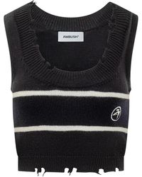 Ambush - Contrast Distress Ribbed Knit Vest - Lyst