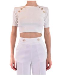 Pinko - Truien & Vesten ,Wit ,Short Sleeve Round Neck Truien - Lyst