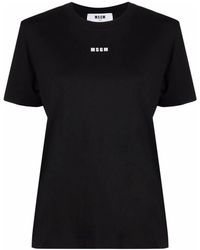 MSGM - Tops ,Zwart ,Katoen Small Logo T-Shirt - Lyst