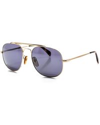 David Beckham - Accessoires ,Geel ,Vierkante Metalen Zonnebril - Lyst