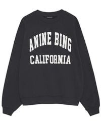 Anine Bing - Bio-baumwoll-sweatshirt,schwarz/weiß logo print sweatshirt - Lyst