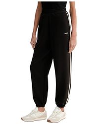 Guess - Broeken ,Zwart ,Katoen Joggers Met Zijstreep - Lyst