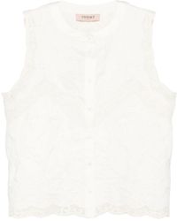 Twin Set - Top bianco pizzo floreale - Lyst