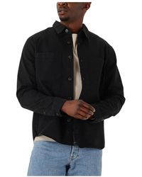 SELECTED - Overhemden ,Zwart ,Katoen Zwart Twill Overshirt Voor Mannen - Lyst