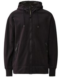 C.P. Company - Hoodies & Sweatvesten ,Blauw ,Katoen Diagonal Raised Fleece Goggle Sweatshirt - Lyst