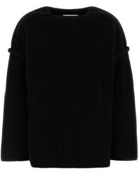 Jil Sander - Truien & Vesten ,Zwart ,Wol Stijlvolle Zwarte Wollen Trui - Lyst