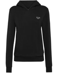 Philipp Plein - Hoodies & Sweatvesten ,Zwart ,Katoen Hooded Sweatshirt Iconic Plein - Lyst